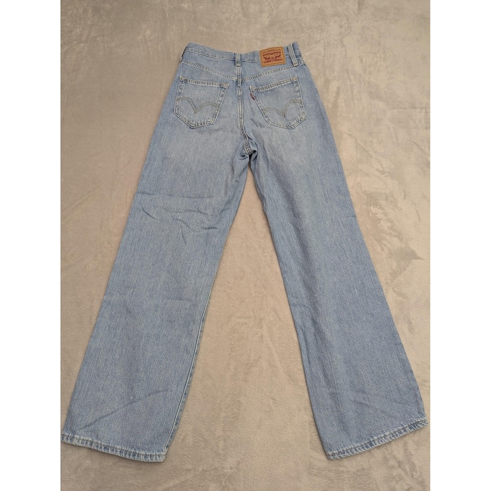 Levis High Waisted Straight Jeans Womens 25‎ Blue Light Wash Y2K Stretch Denim - Picture 10 of 15